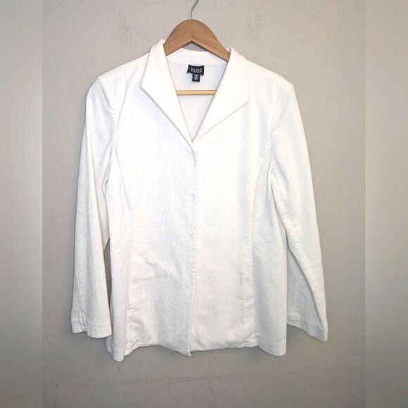 Eileen Fisher White Cotton Button Blazer Size M - Picture 1 of 4